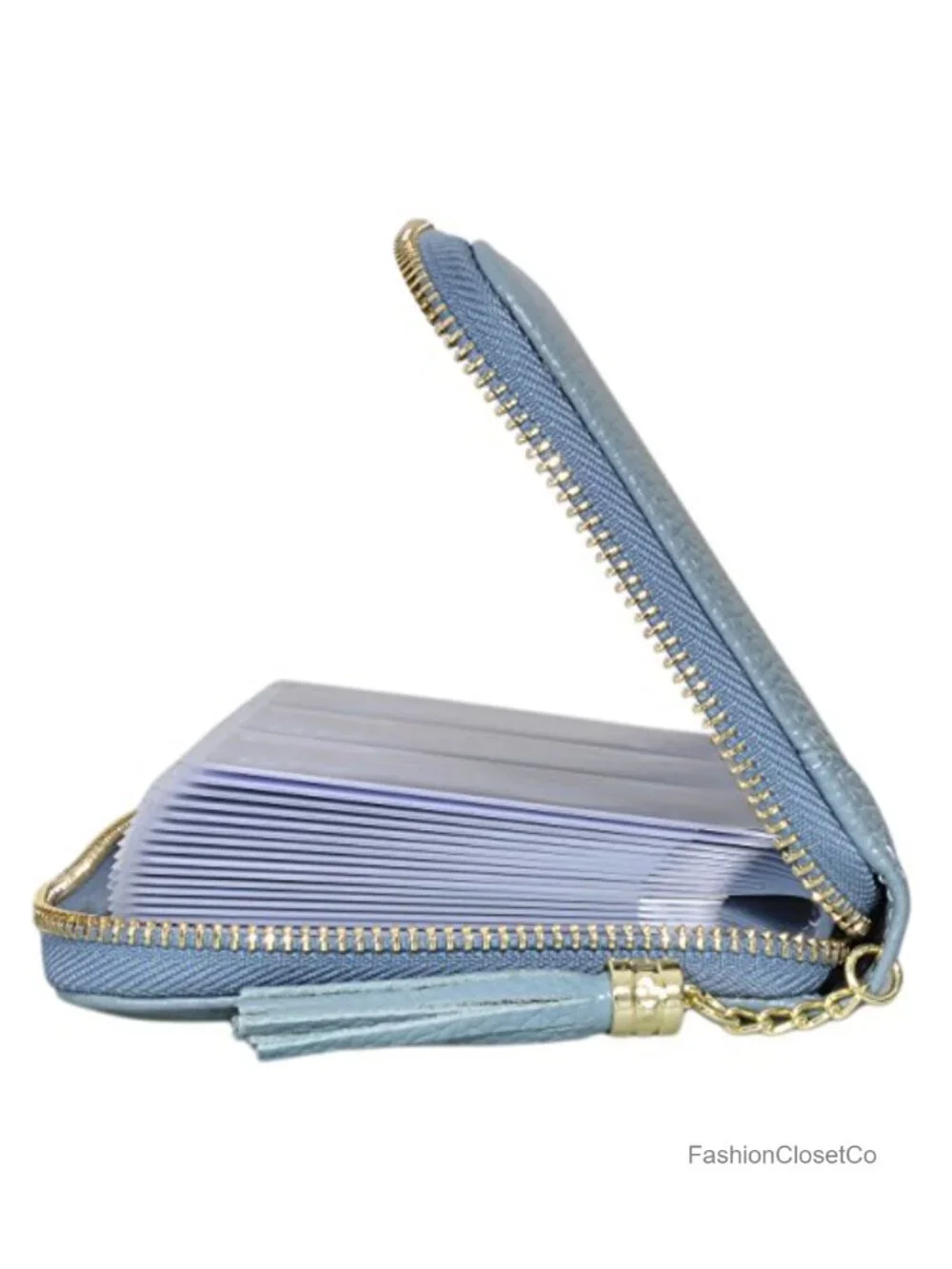 Genuine Leather RFID Blocking Zipper Card Case Wallet with 60 Slots